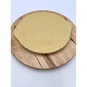 Fiesta Cake Plate Yellow Homer Laughlin 12 inch Handles Collectible Mid Century
